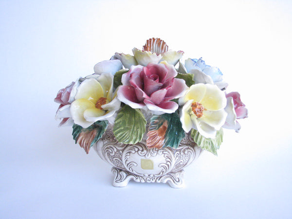 edgebrookhouse - Vintage Regal Bassano Capodimonte Style Porcelain Floral Arrangement