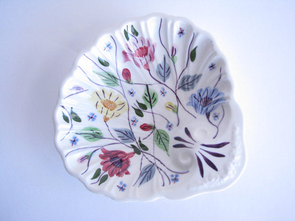 edgebrookhouse - 1940s Blue Ridge Southern Pottery Floral Chintz Shell Shaped Serving Bowl