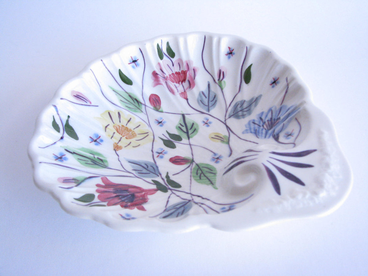 1940s Blue Ridge Southern Pottery Floral Chintz Shell Shaped Serving B ...