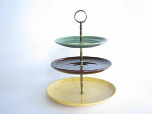 edgebrookhouse - 1950s Bauer Pottery Los Angeles 3 Tier Tidbit or Dessert Stand