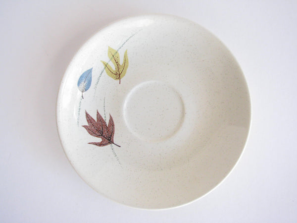 edgebrookhouse - 1950s Franciscan Autumn Cup and Saucer Set with Falling Leaves Design - Set of 6