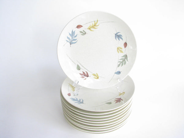 edgebrookhouse - 1950s Franciscan Autumn Dinner Plates with Falling Leaves Design - Set of 10