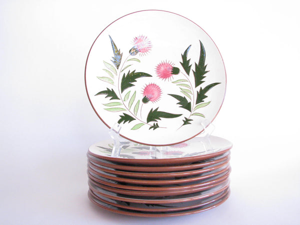 edgebrookhouse - 1950s Stangl Hand-Carved and Hand-Painted Thistle Dinner Plates - Set of 10