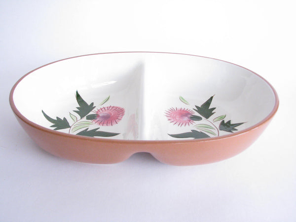 edgebrookhouse - 1950s Stangl Hand-Carved and Hand-Painted Thistle Divided Serving Bowl