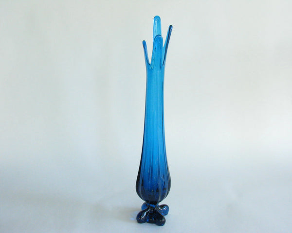edgebrookhouse - 1960s Viking Blue Turquoise Footed Slung Vase with Splayed Top