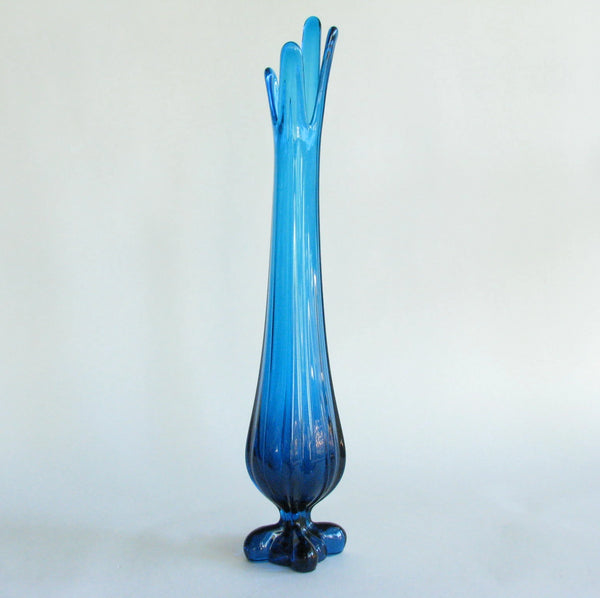 edgebrookhouse - 1960s Viking Blue Turquoise Footed Slung Vase with Splayed Top