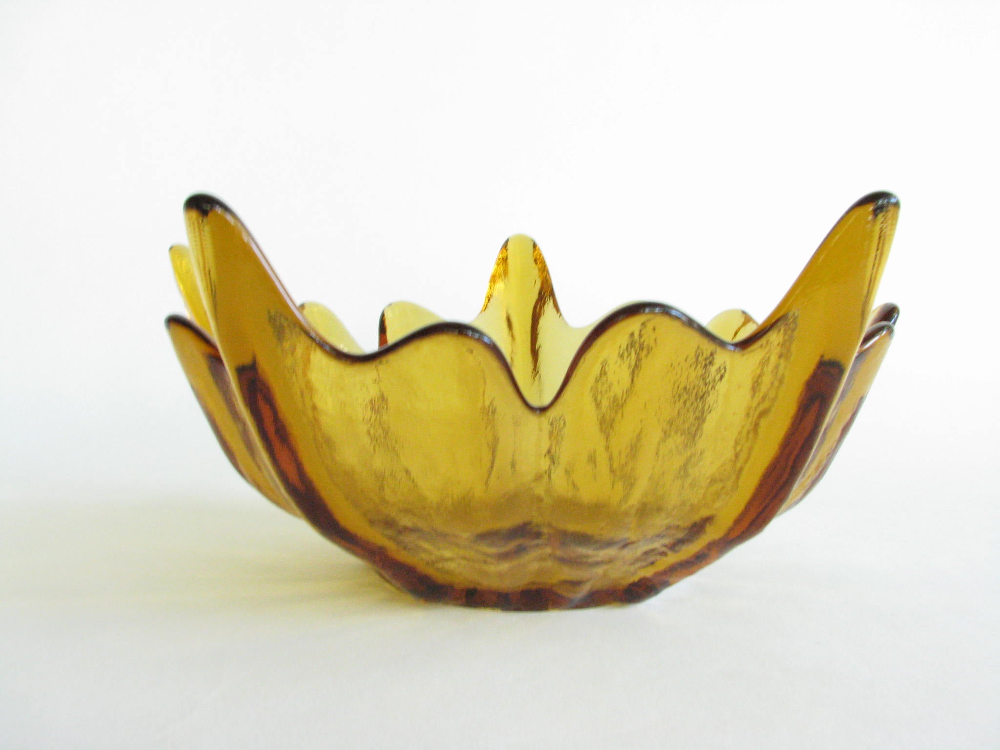 edgebrookhouse - 1960s Viking Stockholm Amber Lotus Bowl Designed by Wayne Husted