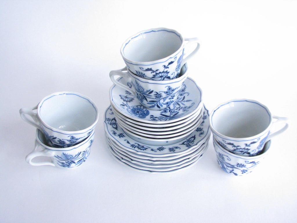 Vintage 1970s Blue Danube Japan Tea Set Including Cups, Saucers