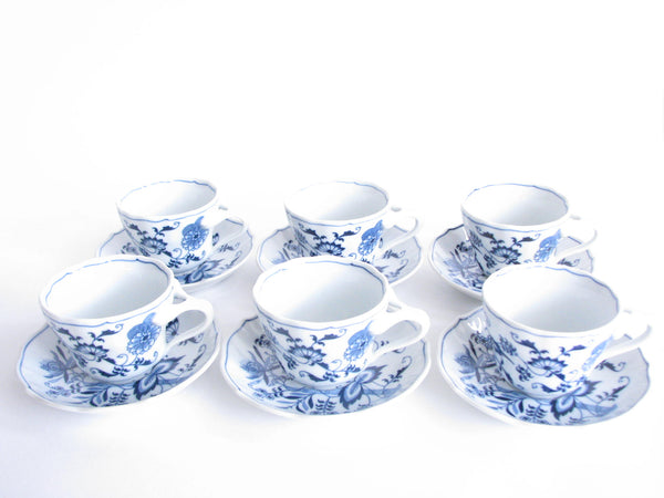edgebrookhouse - 1970s Blue Danube Japan Tea Set Including Cups, Saucers and Plates Square Mark - 18 Pieces