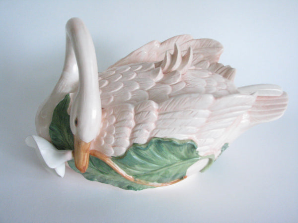 edgebrookhouse - 1980s Fitz and Floyd Ceramic Swan Soup Tureen with Platter and Ladle