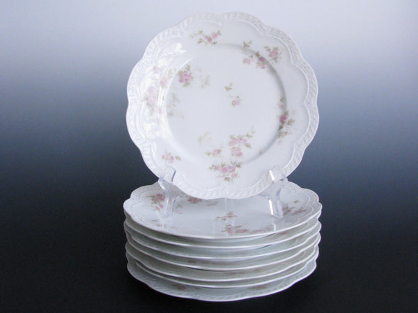 edgebrookhouse - Antique Theodore Haviland Limoges Hand-Painted Luncheon or Salad Plates with Scalloped Edge - Set of 8