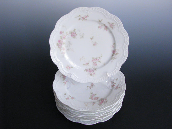 edgebrookhouse - Antique Theodore Haviland Limoges Hand-Painted Luncheon or Salad Plates with Scalloped Edge - Set of 8