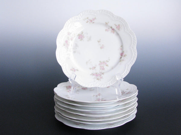 edgebrookhouse - Antique Theodore Haviland Limoges Hand-Painted Luncheon or Salad Plates with Scalloped Edge - Set of 8