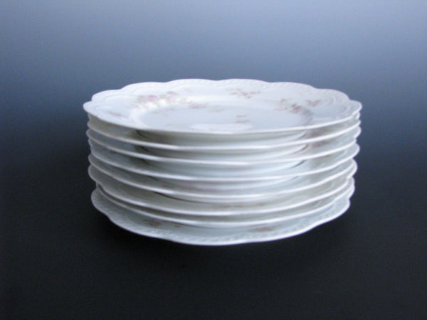 edgebrookhouse - Antique Theodore Haviland Limoges Hand-Painted Luncheon or Salad Plates with Scalloped Edge - Set of 8