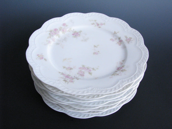 edgebrookhouse - Antique Theodore Haviland Limoges Hand-Painted Luncheon or Salad Plates with Scalloped Edge - Set of 8