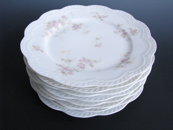 edgebrookhouse - Antique Theodore Haviland Limoges Hand-Painted Luncheon or Salad Plates with Scalloped Edge - Set of 8