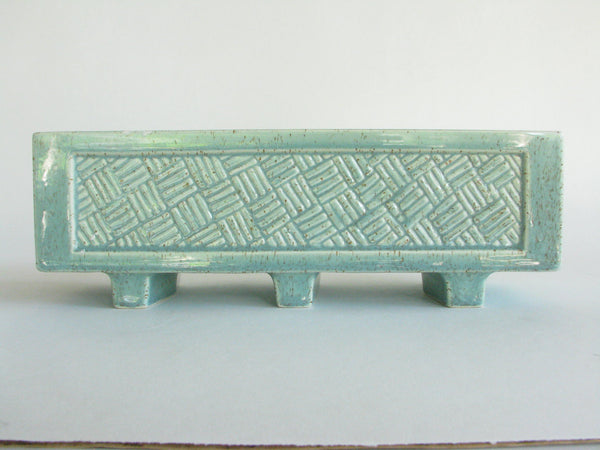 edgebrookhouse - Art Deco Turquoise Ceramic Planter with Panther Motif