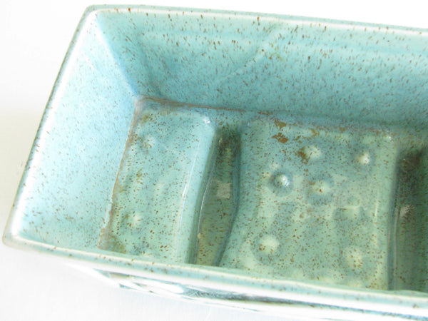edgebrookhouse - Art Deco Turquoise Ceramic Planter with Panther Motif