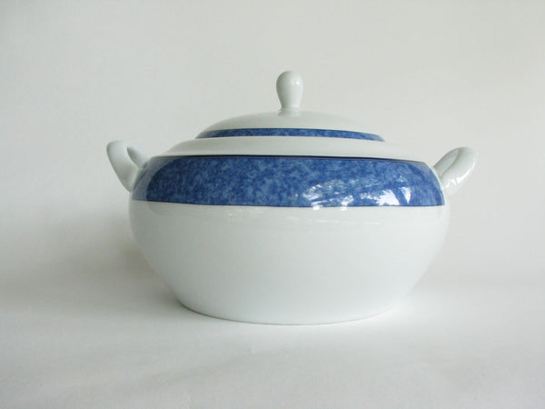 edgebrookhouse - Costa Verde Bright White Porcelain Covered Dish with Blue Design