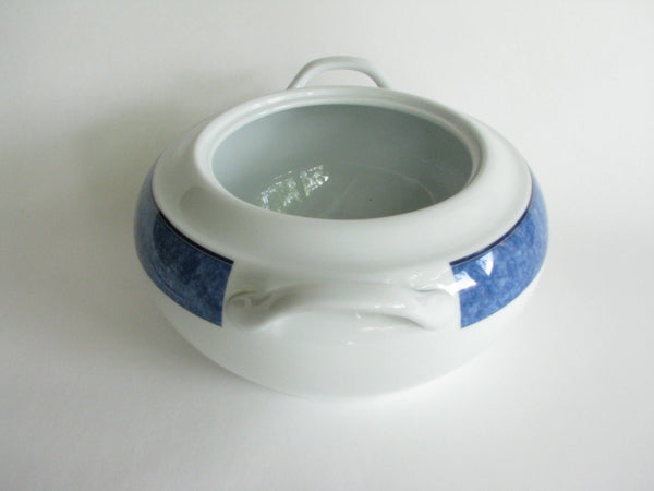 edgebrookhouse - Costa Verde Bright White Porcelain Covered Dish with Blue Design