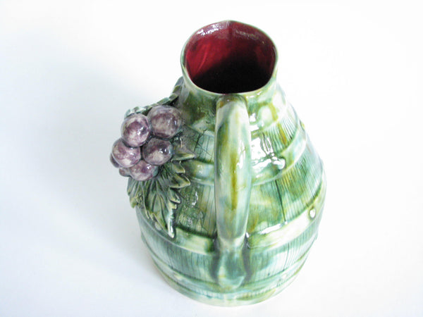 edgebrookhouse - Early 20th Century Handmade French Majolica Pottery Pitcher with Grapes
