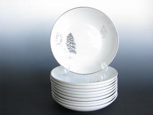 edgebrookhouse - Fukagawa Arita Hand Painted Silver Tree Coupe Bowls Made in Japan - Set of 10