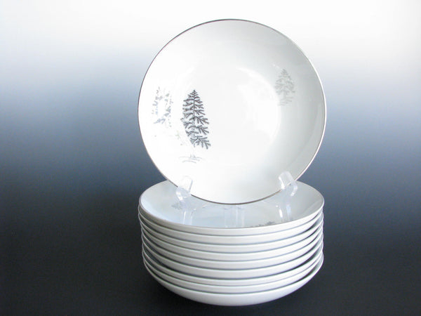 edgebrookhouse - Fukagawa Arita Hand Painted Silver Tree Coupe Bowls Made in Japan - Set of 10