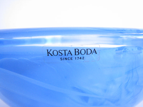 edgebrookhouse - Kosta Boda Atoll Glass Bowl & Tealight Candle Holder Light Blue Swirl Designed by Anna Ehrner - 2 Pieces