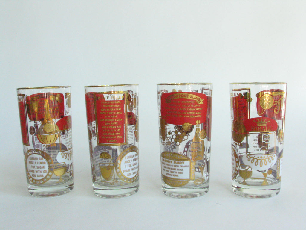 Vintage Set of 8 Cocktail Recipe Highball Glasses - Found
