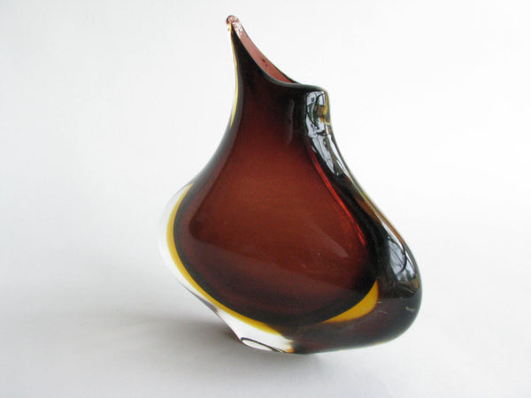 edgebrookhouse - Mid 20th Century Amber and Brown Sommerso Murano Organic Vase