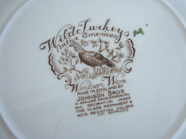 edgebrookhouse - Mid 20th Century Johnson Brothers Wild Turkeys Native American Dinner Plates - Set of 6