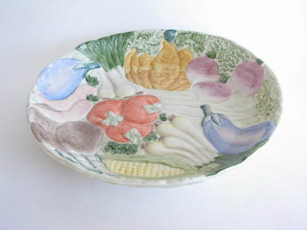 edgebrookhouse - Vintage 1980s Fitz and Floyd Ceramic Serving / Pasta Bowl with Vegetable Motif