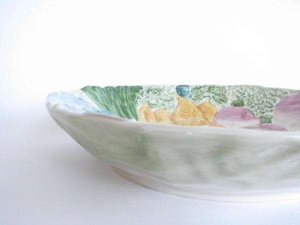edgebrookhouse - Vintage 1980s Fitz and Floyd Ceramic Serving / Pasta Bowl with Vegetable Motif