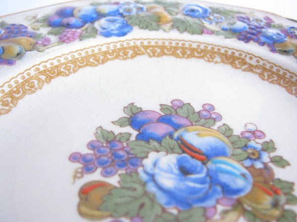 edgebrookhouse - Vintage Crown Ducal Colorful Florentine Embossed Bread Plates - Set of 2