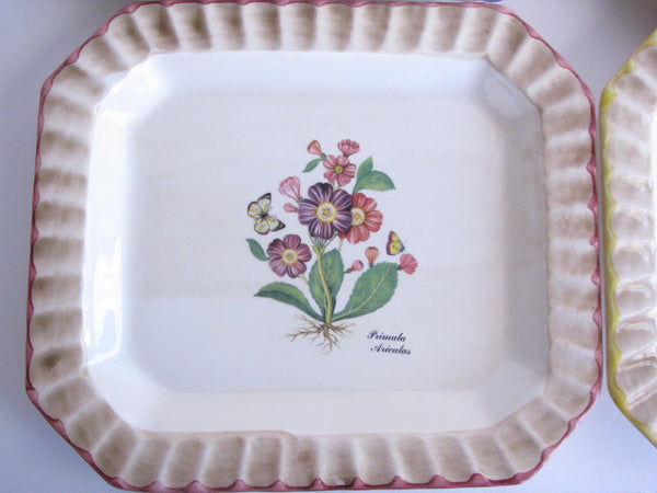 edgebrookhouse - Vintage Due Torri Ceramic Rectangular Dinner Plates with Botanical Design - Set of 4