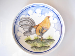 edgebrookhouse - Vintage Hand-Painted Art Pottery Platter with Chicken Design Signed Antonio Fdez