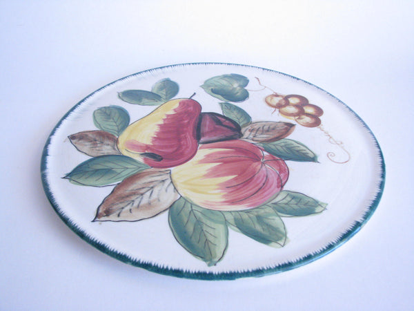 edgebrookhouse - Vintage Hand-Painted Ceramic Platter or Trivet with Fruit Design