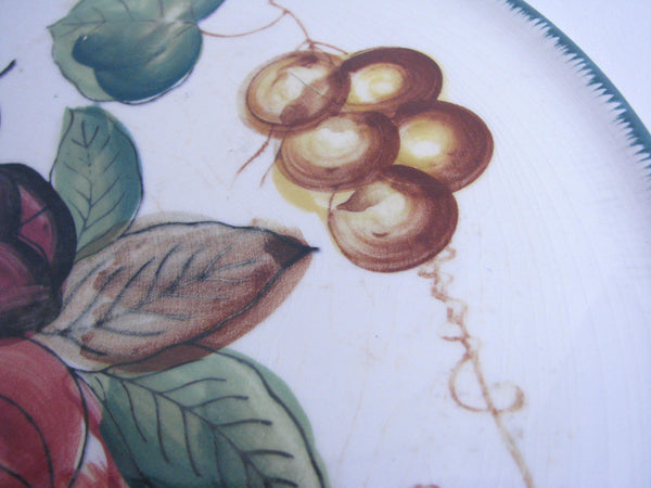 edgebrookhouse - Vintage Hand-Painted Ceramic Platter or Trivet with Fruit Design