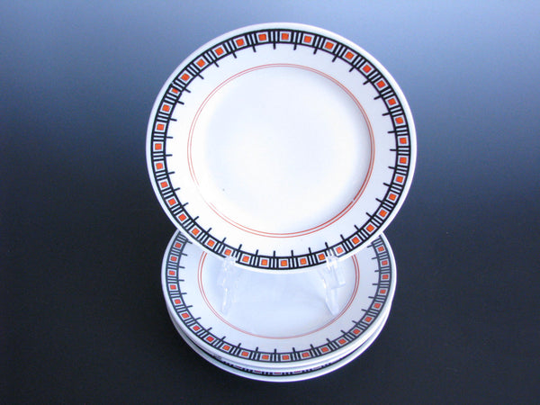 edgebrookhouse - Vintage Hand-Painted Porcelain Salad Plates Made in Holland with Geometric Design
