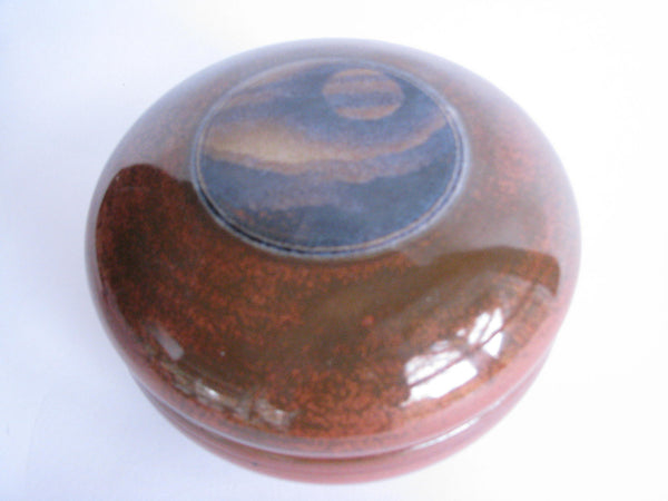 edgebrookhouse - Vintage Handmade Art Pottery Round Lidded Bowl / Trinket Box Signed DH