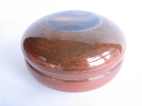 edgebrookhouse - Vintage Handmade Art Pottery Round Lidded Bowl / Trinket Box Signed DH