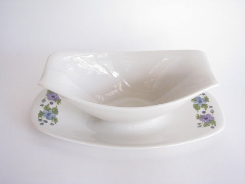 edgebrookhouse - Vintage Impromptu by Iroquois Ben Seibel Wild Violet Floral Gravy Boat with Attached Underplate