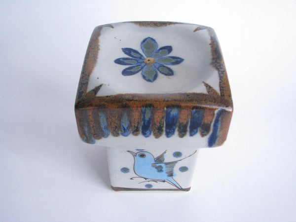 edgebrookhouse - Vintage Ken Edwards Tonala Mexican Stoneware Pottery Square Pillar Candle Holder