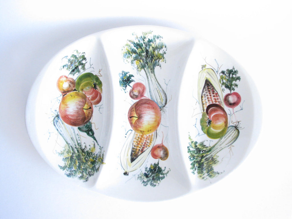 イタリヤ野菜手描き皿セット８枚　Lot of eight Made in Italy Salad plates Vegetable Hand Painted 8 Vintage Hand-Painted Vegetables Italian Large Round Serving