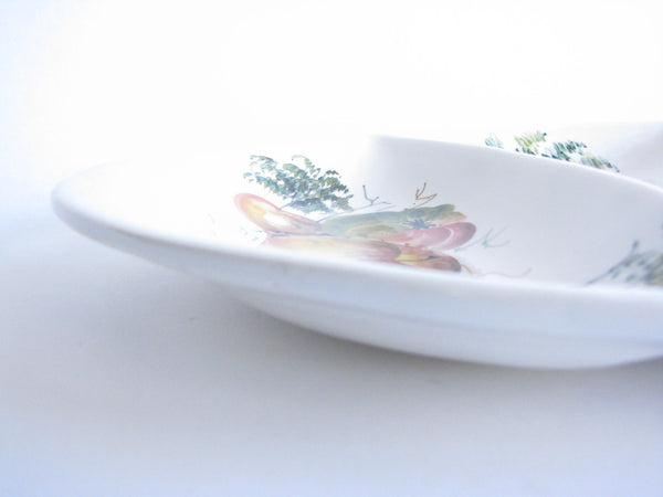 edgebrookhouse - Vintage Large Italian Hand-Painted Ceramic Divided Platter with Vegetable Design