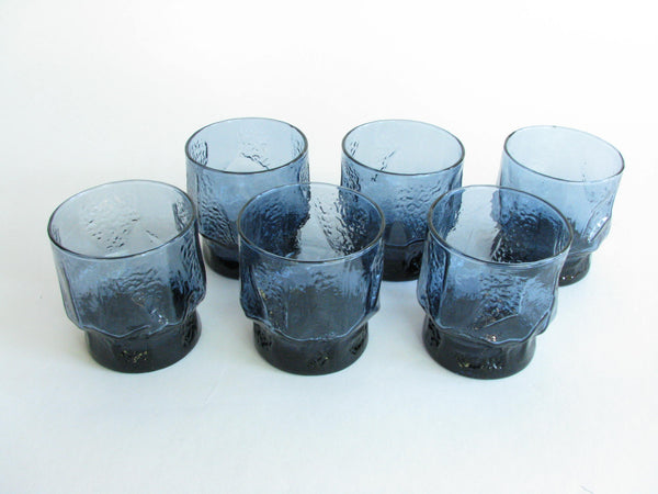 edgebrookhouse - Vintage Libbey Blue Textured Glass Tumblers - Set of 6