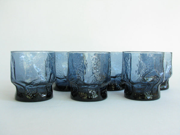 edgebrookhouse - Vintage Libbey Blue Textured Glass Tumblers - Set of 6