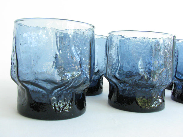 edgebrookhouse - Vintage Libbey Blue Textured Glass Tumblers - Set of 6