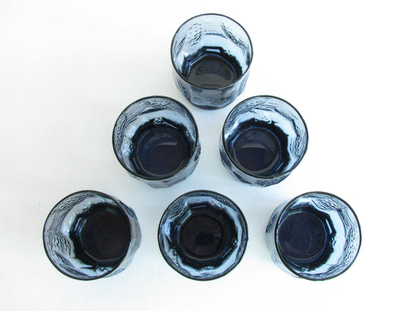 edgebrookhouse - Vintage Libbey Blue Textured Glass Tumblers - Set of 6