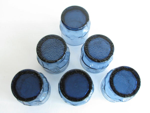 edgebrookhouse - Vintage Libbey Blue Textured Glass Tumblers - Set of 6